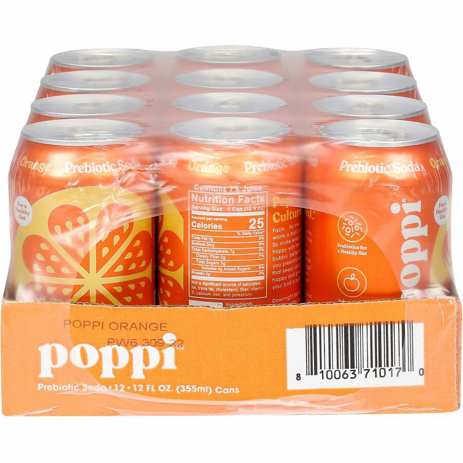 Poppi Orange-Flavored Prebiotic Soda - Ready-to-Drink - 12 fl oz (355 mL) - 12 / Carton